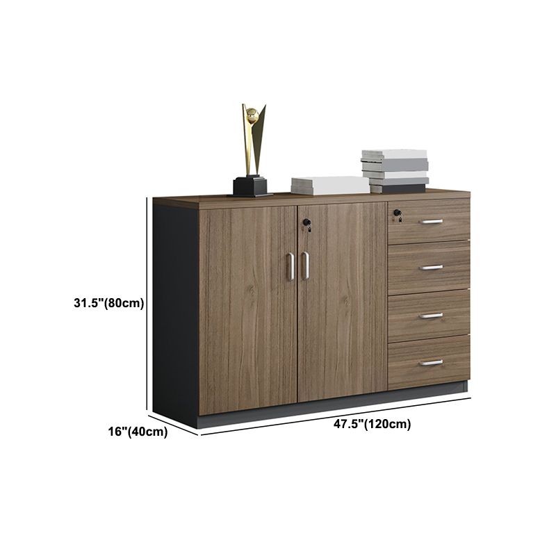 Walnut File Cabinet Storage Shelves Lateral File Cabinet with Locking Drawers