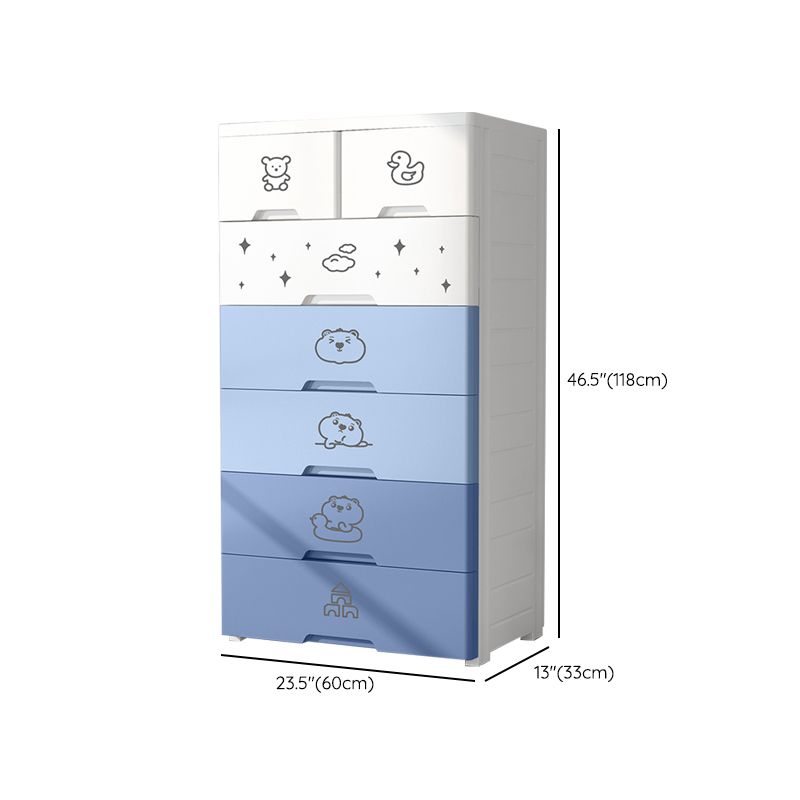 White and Blue Youth Armoire with Drawer Contemporary Coat Locker