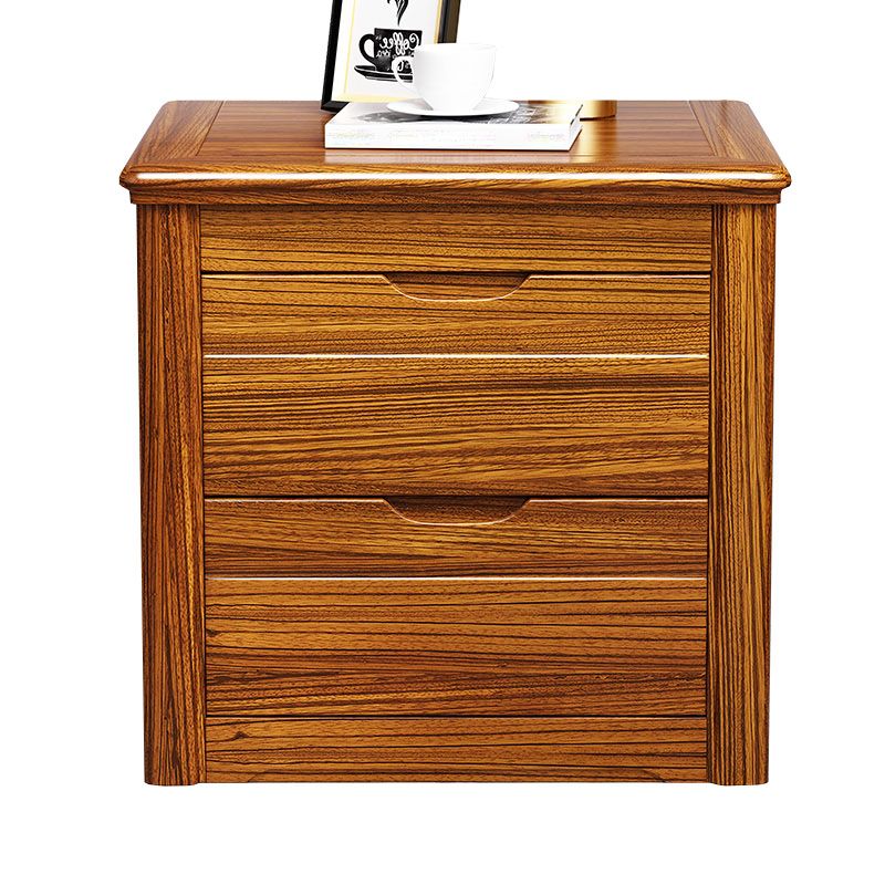 Contemporary Accent Table Nightstand 2 Drawers Wood Night Table for Home