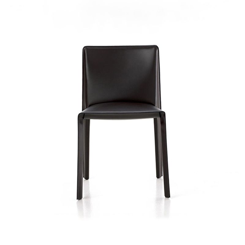 Minimalist Design Leather Dining Chair for Home Solid Back Armless Dining Chair