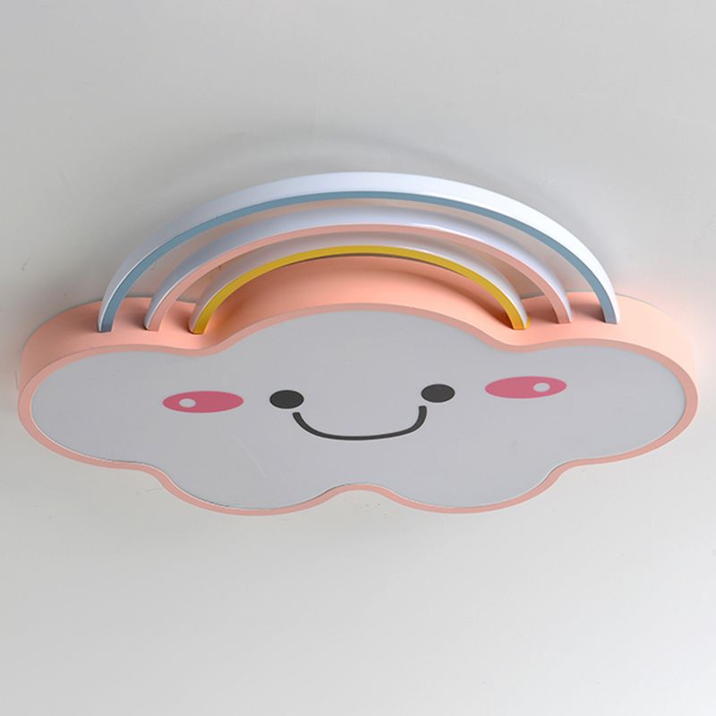 Acrylic Cloud LED Ceiling Light in Kids Creative Style Wrought Iron Flush Mount for Interior Spaces