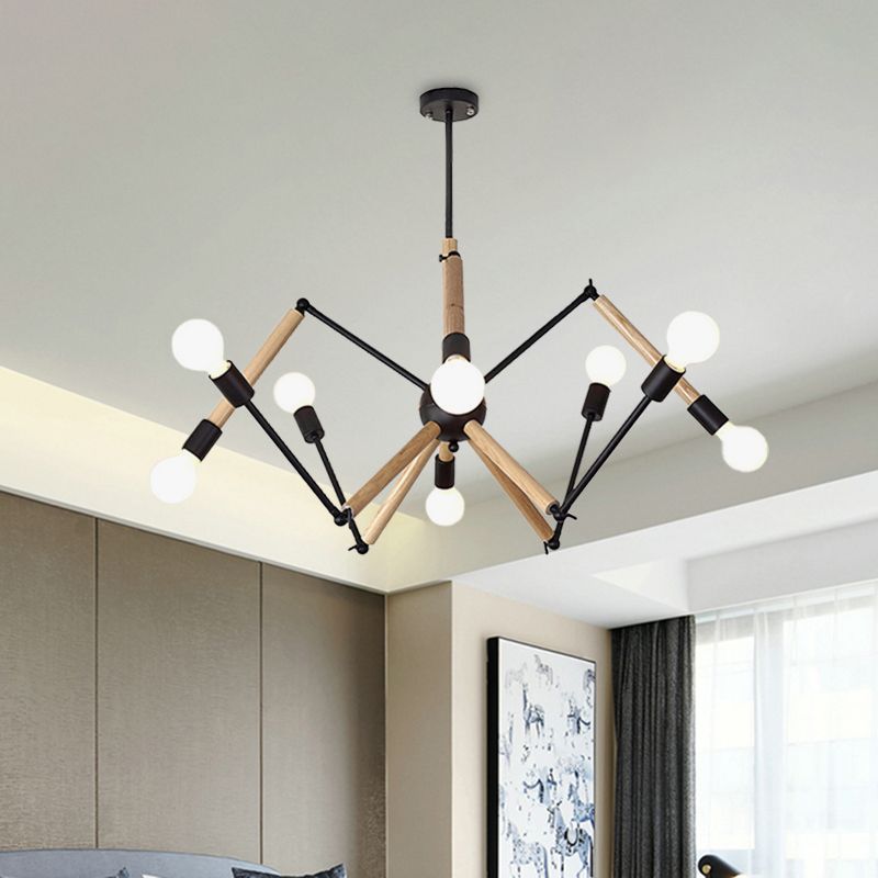 Spider Shape Suspension Light 8/10/12/16-Head Contemporary Metal Chandelier in Black/White for Living Room