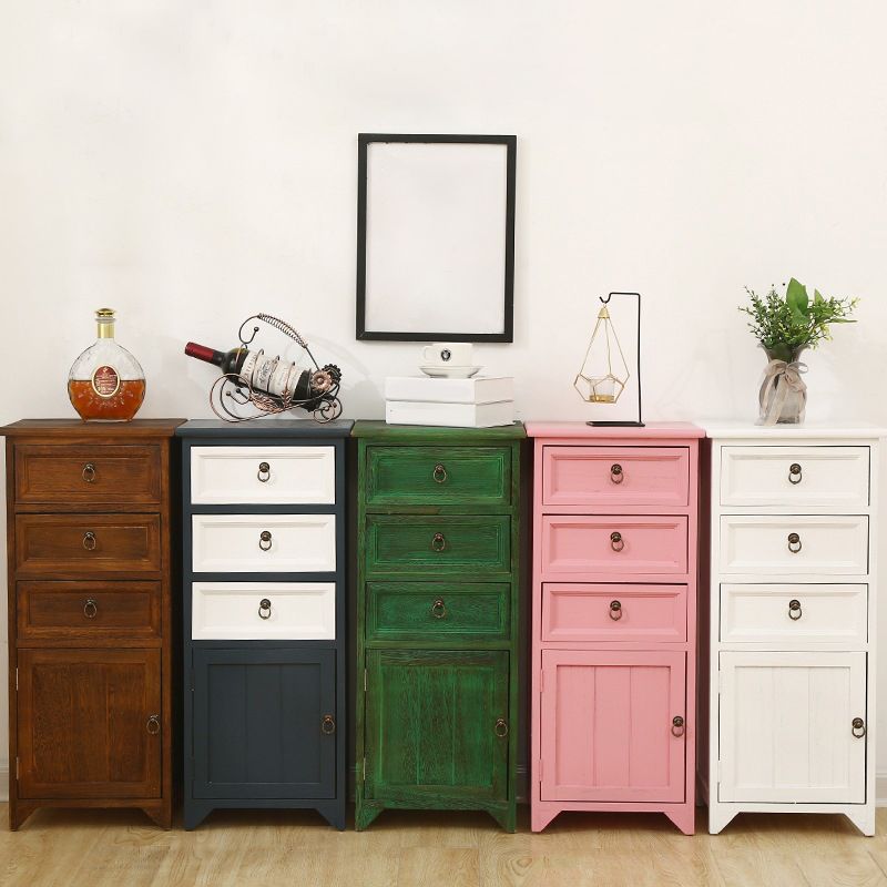 Industrial Distressed Finish Accent Cabinet with Drawers and Door