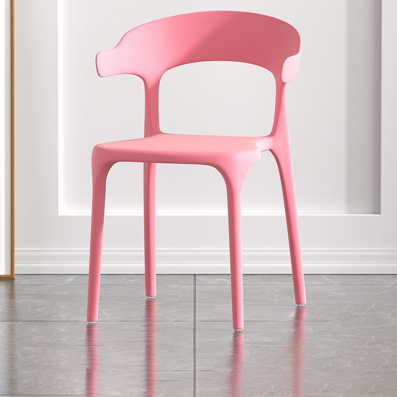 Scandinavian Matte Finish Plastic Dining Chair Milk Tea Shop Stacking Arm Chair