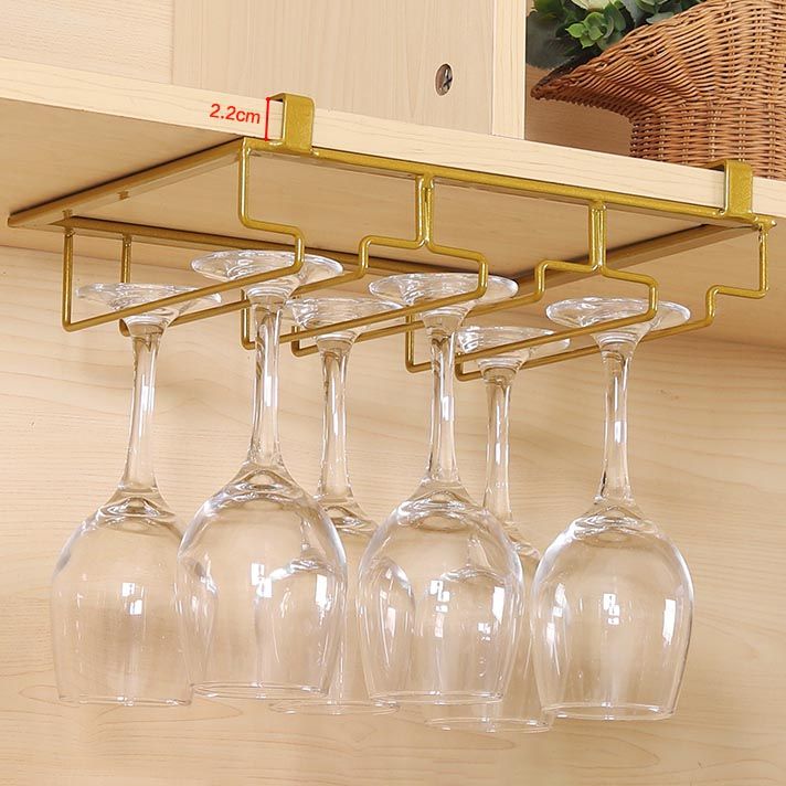 Contemporary Hanging Wine Glass Rack Metal Glass & Stemware Holder for Kitchen