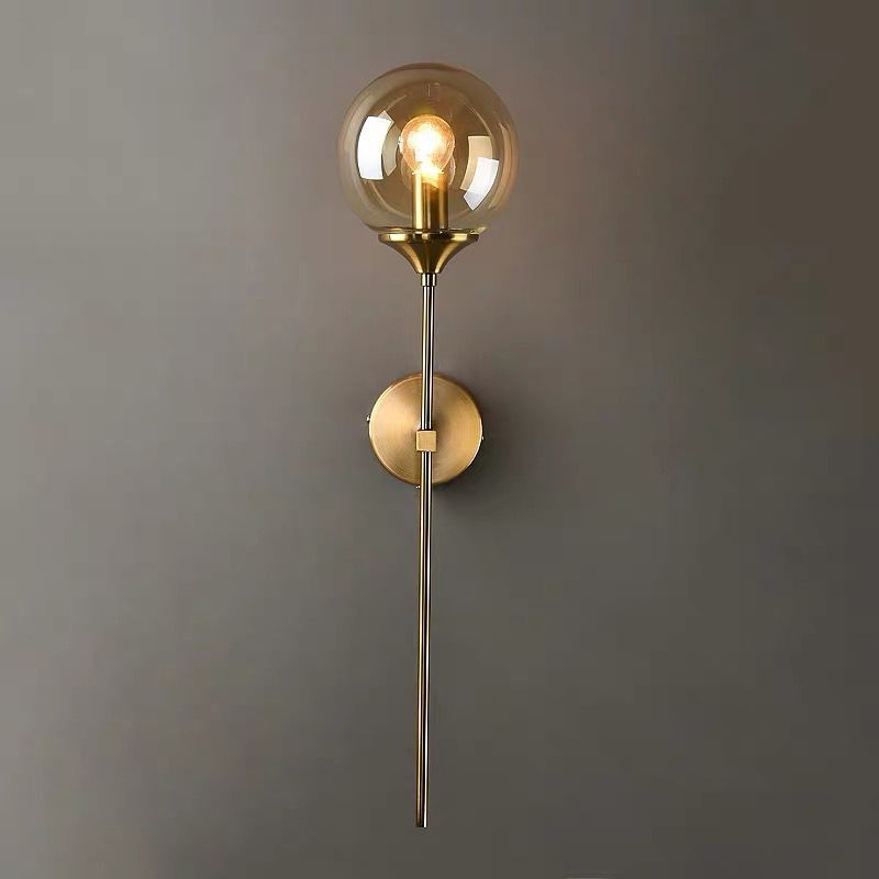 Modern Metal Wall Sconce Linear Shape Vanity Lamp with Glass Shade