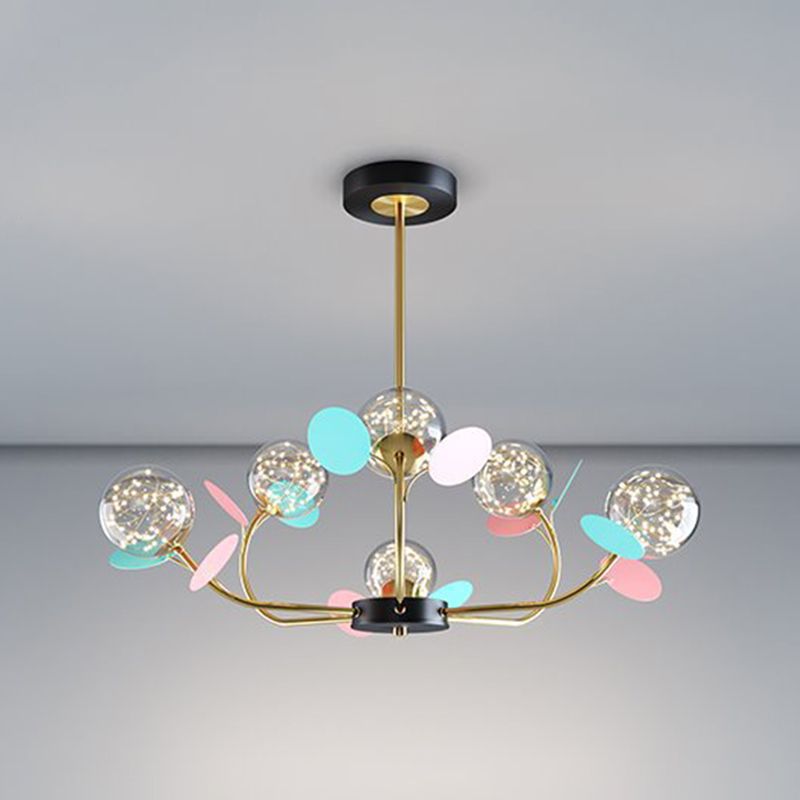 Spherical Shape Chandelier Light Modern Style Glass Multi Light Hanging Light for Kitchen