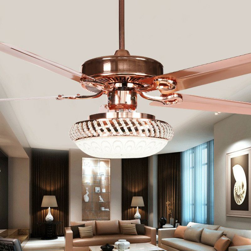 3 hoofden hangende ventilatorlamp vintage woonkamer semi-flush plafondlicht met bowl frosted glazen schaduw