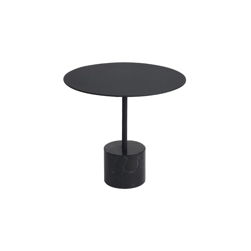 Marble Pedestal End Table Metal Black/ Gold Round Side End Table