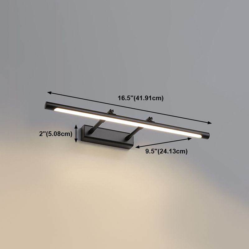 Forma lineal tocador de tocador moderno 1 luz de espejo LED de luz para baño en negro