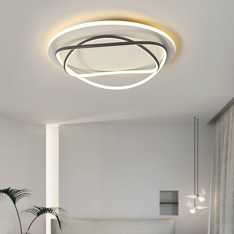 Black and White Contemporary Flush Mount 3 - Light Linear Metal Ceiling Mount