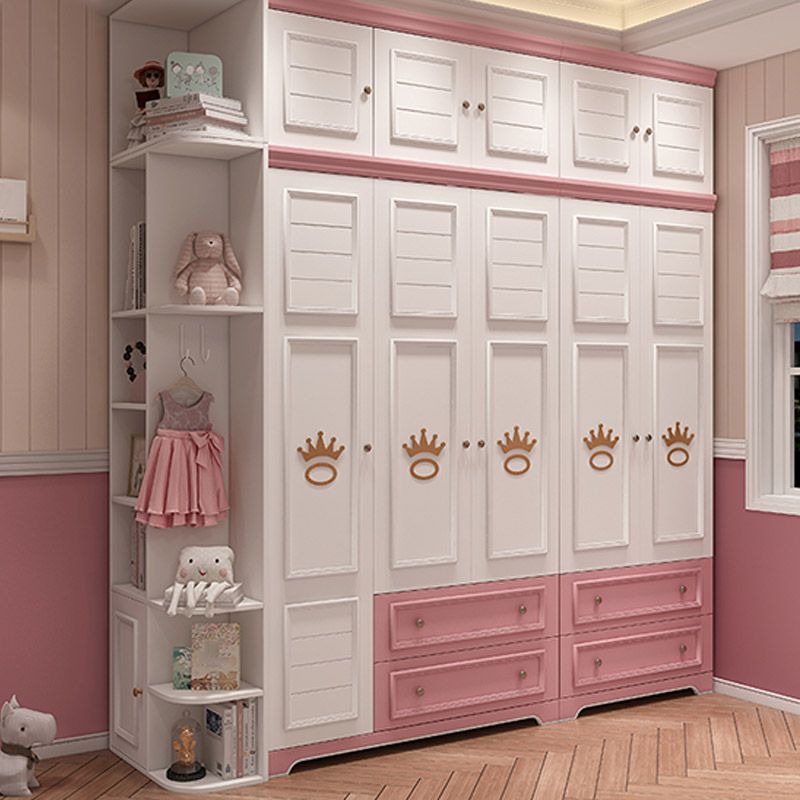 Modern Style Wood Kids Closet Bedroom Youth Armoire with Garment Rod