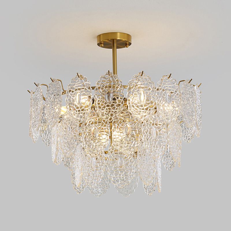 Glass Drum-shaped Semi Flush Ceiling Light Contemporary Semi Flush