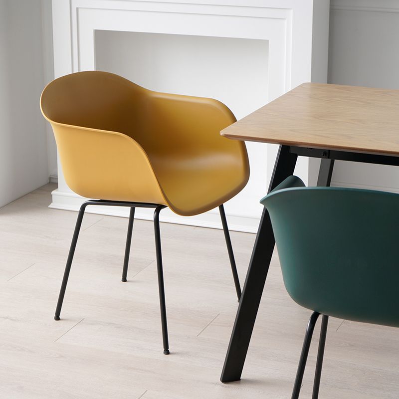 Industrial Design Plastic Dining Side Chairs Solid Back Arm Side Chair