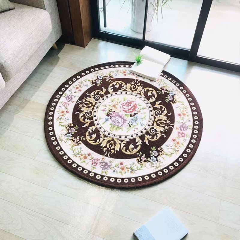 Antique Floral Printed Rug Multicolor Polypropylene Indoor Rug Anti-Slip Backing Pet Friendly Easy Care Carpet for Decor