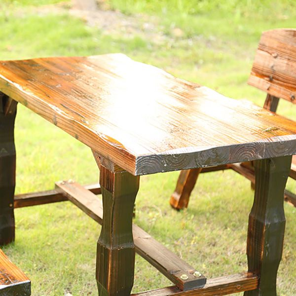 Rustic Rectangle Balcony Table Solid Wood Accent Table for Patio