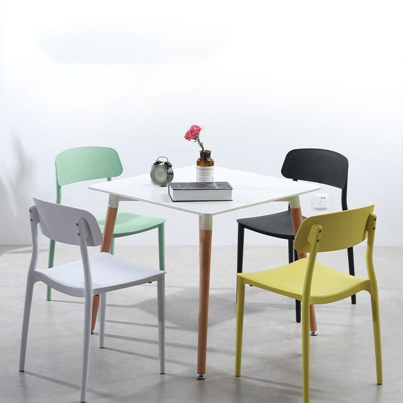 Contemporary Stackable Chairs Open Back Kitchen Armless Chair with Plastic Legs