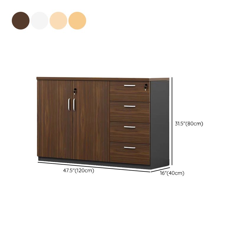 Nordic Style File Cabinets Solid Wood Horizontal File Cabinet with Key Lock