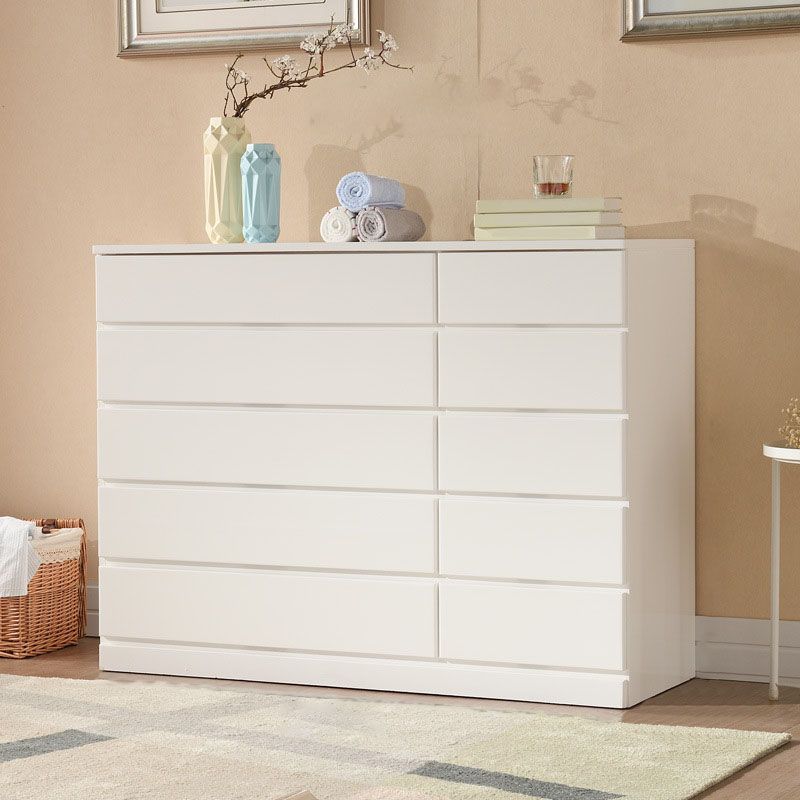 Wooden Double Dresser Modern Style Bedroom Storage Chest Dresser with Drawers