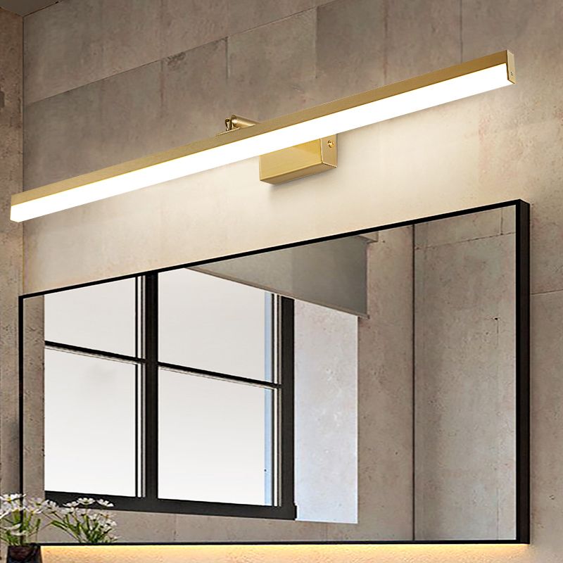 Linear Shade Metal Wall Sconce Modern Style Single Light Mirror Wall Mounted Light in Gold