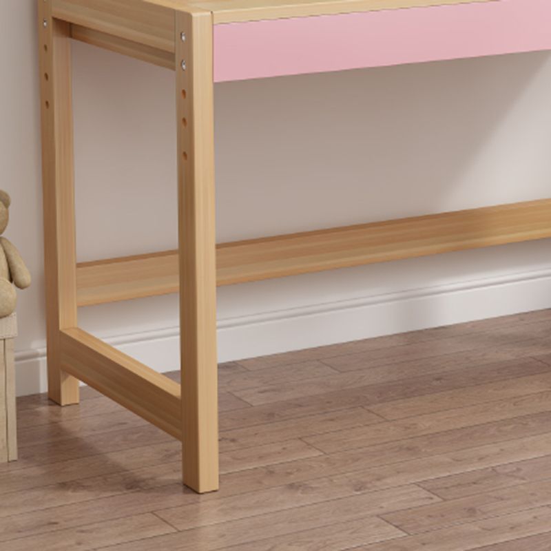 Modern Natural Children's Desk with Storage Shelves and 2 Drawers