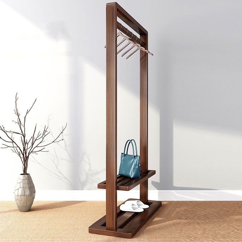 Contemporary Storage Coat Rack Free Standing Wooden Coat Rack for Living Room