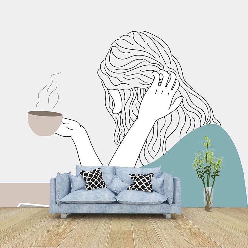 Illustration Wall Mural Wallpaper Cartoon Characters Sitting Room Wall Mural