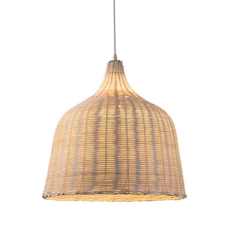 1 Light Modern Style Pendant Light Bamboo Hanging Lamp Fixture for Living Room