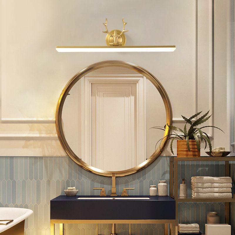 Copper LED Linear Wall Sconce in Modern Luxury Style Acrylic Wall Light with Antler Decoration