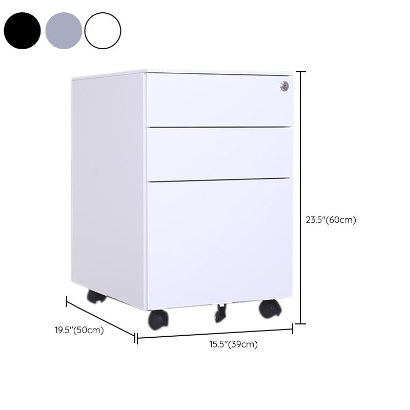 Contemporary File Cabinets Steel Frame File Pedestal with Key Lock for Home Office