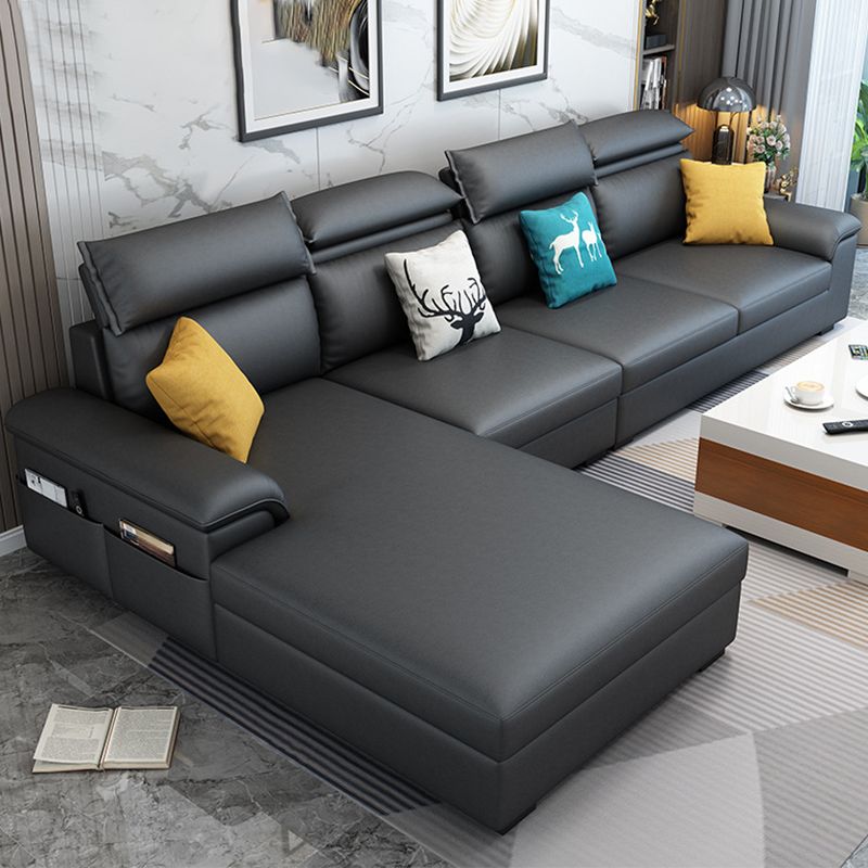 Contemporary 4-seater Sectional Scratch-Resistant Sofa with Storage