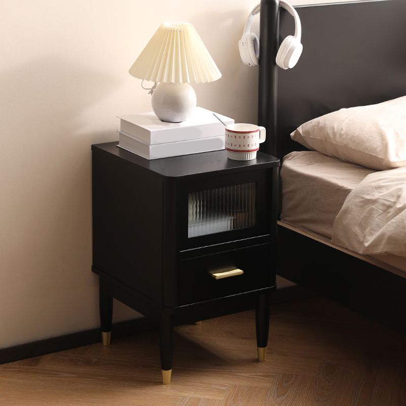 Contemporary Accent Table Nightstand Solid Wood Night Table with Drawer