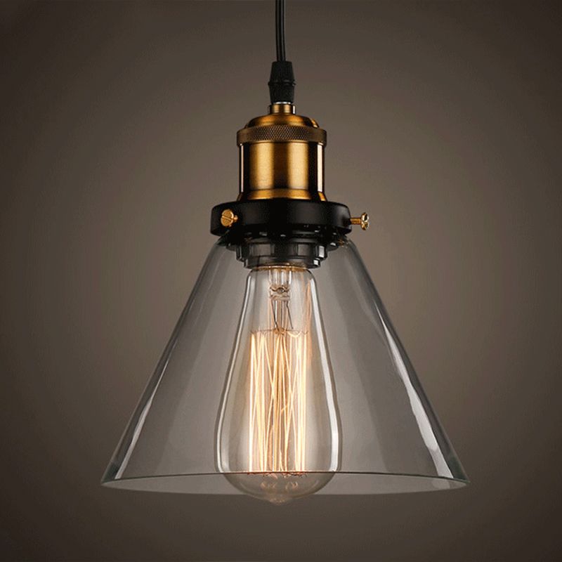 Hanging Pendant Lights Vintage Industrial Style1 Light Pendants with Glass Shade for Bedroom