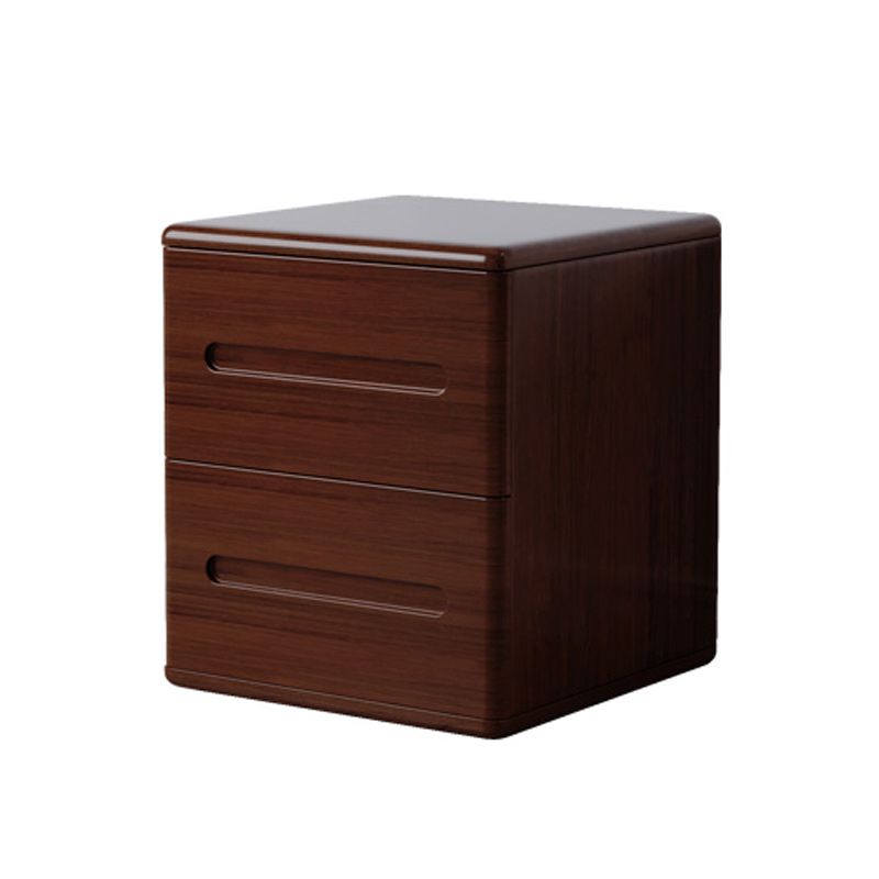 2 Drawers Contemporary Night Table Solid Wood Nightstand ,18.1" Tall