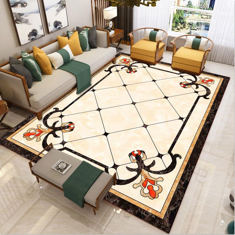 Luxury Southwestern Rug Multicolor Flower Printed Carpet Pet Friendly Easy Care Washable Rug for Parlor