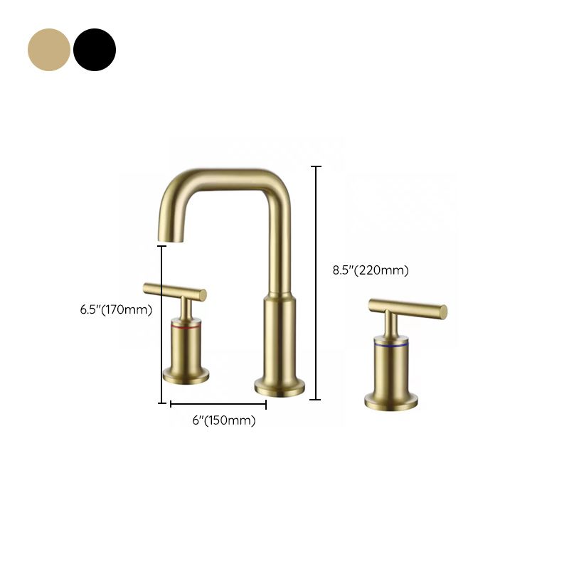 Modern Double Handle Sink Faucet with Water Inlet Pipe Bathroom Brass Sink Faucet