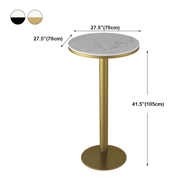 Glam White Marble Counter Table with Round Table Top Pedestal Table - 42" H