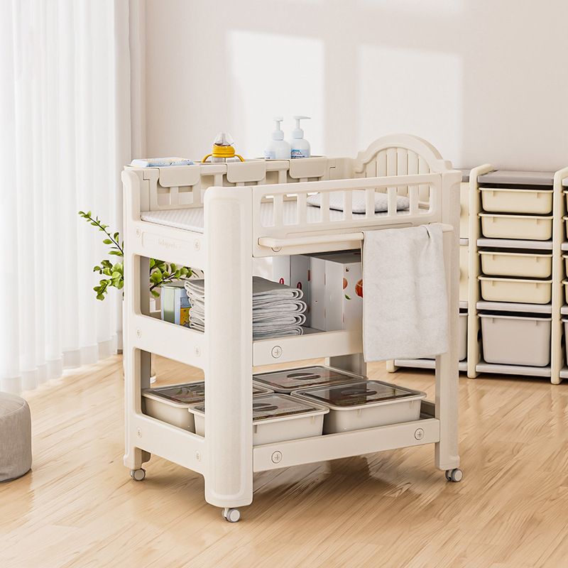 Modern Arch Top Changing Table Plastic Baby Changing Table with Safety Rail