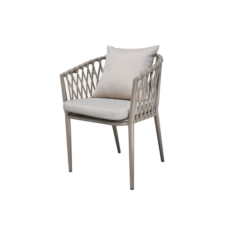 Contemporary Upholstered Outdoor Bistro Chairs Metal Patio Dining Armchair