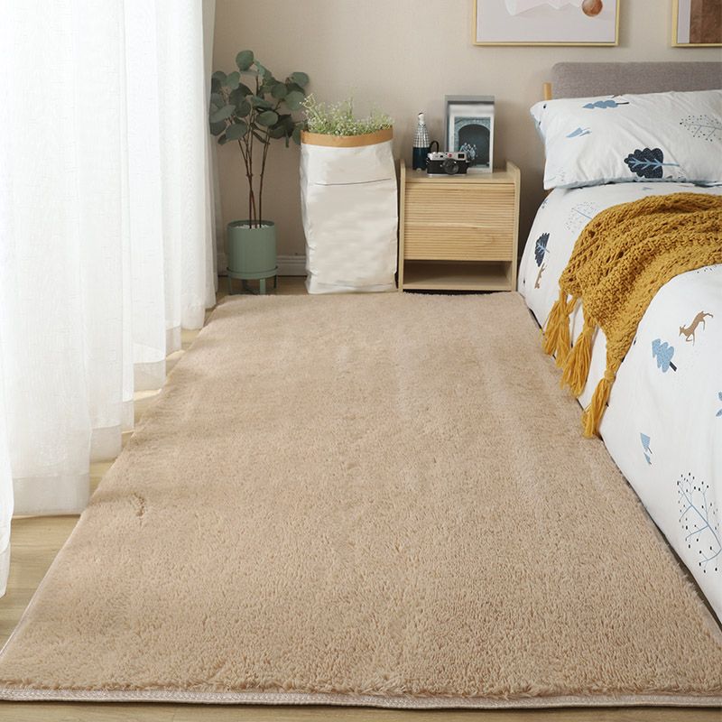 Alfombra de área de dormitorio blanco alfombra de área de poliéster de color sólido