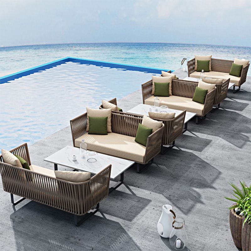 Metal Outdoor Patio Sofa Modern Style Minimalist Villa Patio Sofa