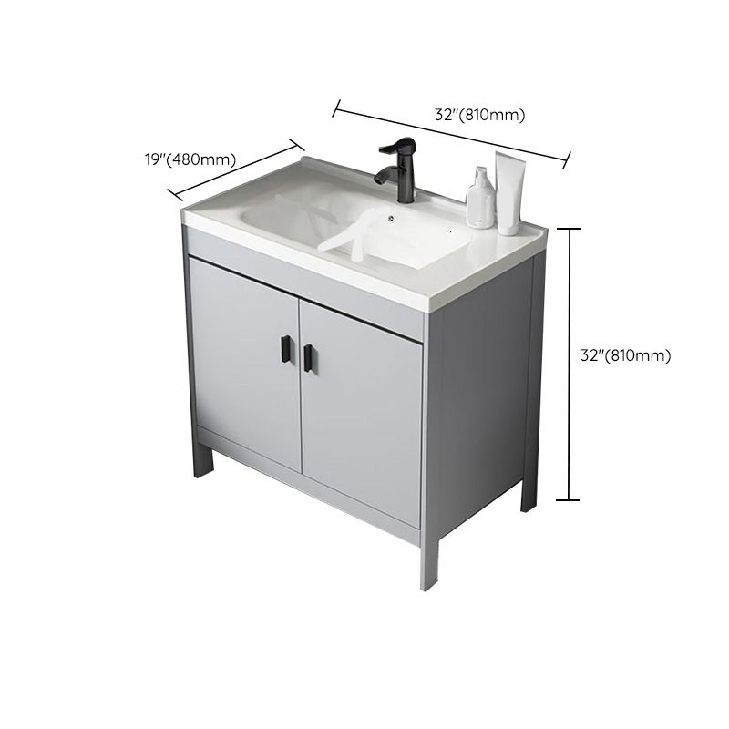 Contemporary Sink Vanity Freestanding Mirror Cabinet Open Console with Sink Set