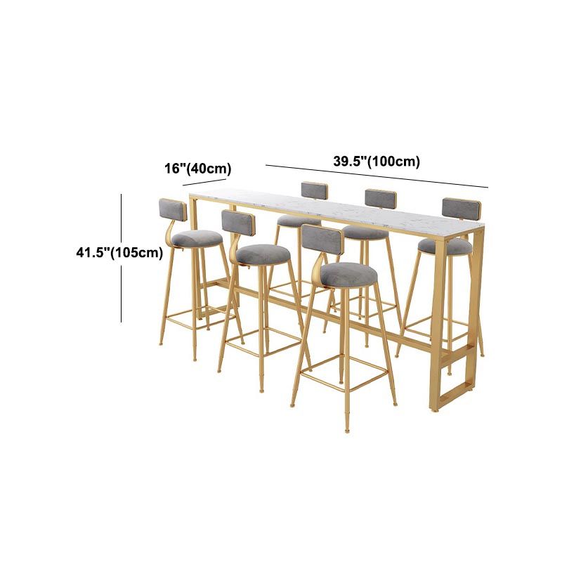 Rectangle Shop Patio Bar Table Trestle White Marble Contemporary Count