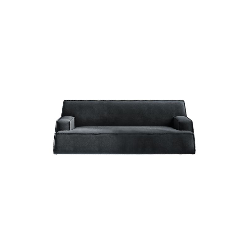 Living Room Square Arm Standard Sofa Dark Gray Cushion Back Couch