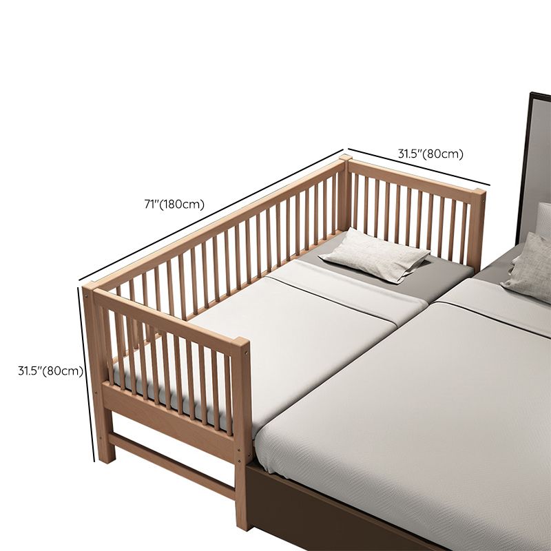 Contemporary Natural Solid Wood Baby Crib with Guardrail Wood Crib