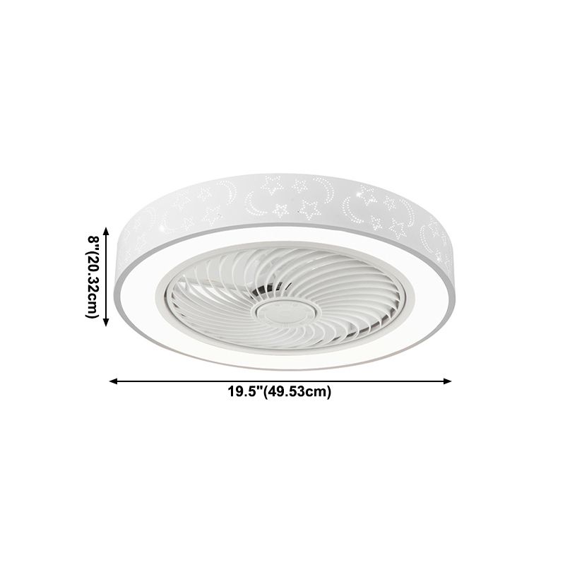 Round Bedroom Ceiling Fan Light Metal LED Simple Close to Ceiling Lighting