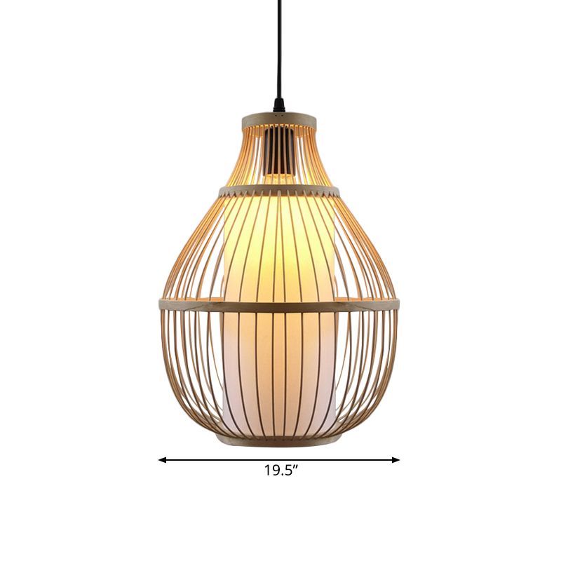 Léres liais suspension de lampe de la lampe de la lampe BAMBOO 1 Éclairage pendentif beige tête avec une teinte en papier cylindre intérieur