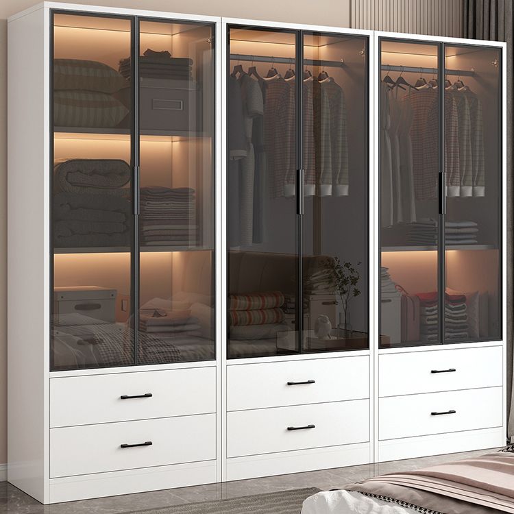 Manufactured Wood Kid's Wardrobe Contemporary White Armoire Closet with Storage Drawers