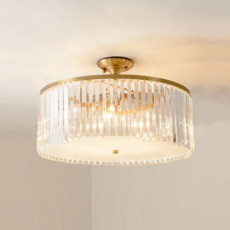 Crystal Geometric Shape Flush Mount Light Modern Multi Lights Flush Ceiling Light in Gold