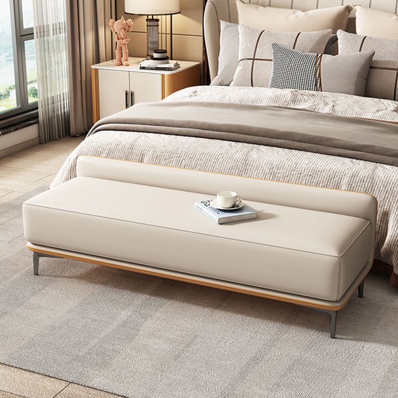 Modern Style Cushioned Seating Bench Rectangle Entryway and Bedroom Bench